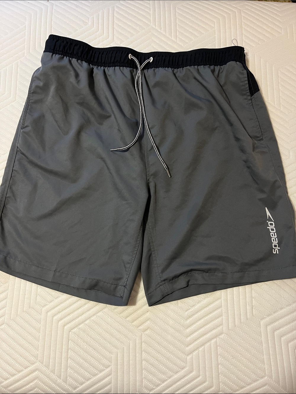 Speedo Men's Gray Swim Shorts with Black Waistband